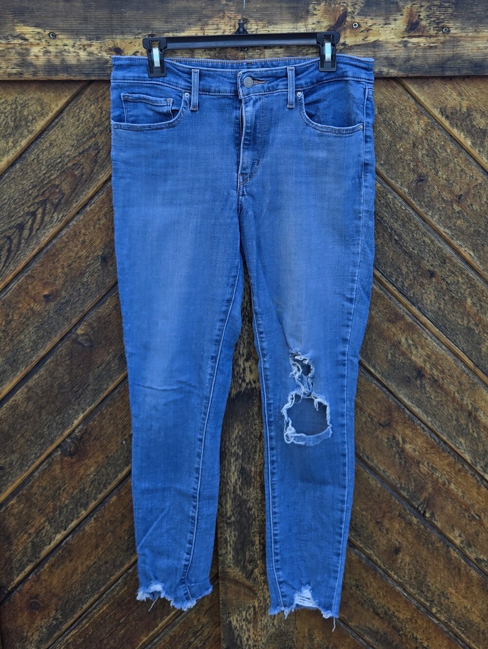 Levi's 711 Skinny Ankle Distressed Stretch Jeans